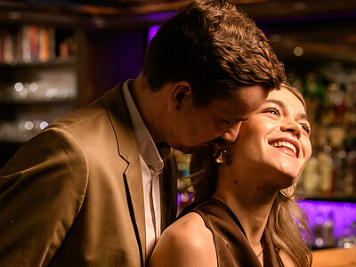 A couple in the bar at the Adults Only Hotel Winzer