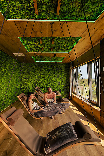Moss relaxation room at the Sole Spa of the Hotel Winzer in Upper Austria