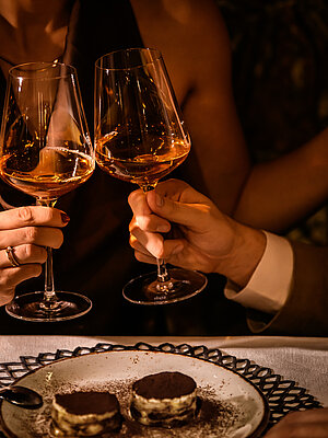 Tiramisu and wine at the Adults Only Hotel Winzer