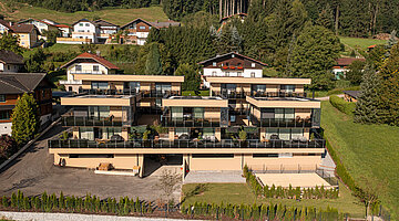 Exterior view of the Private Spa Villa Austria at the Hotel Winzer in the sunshine