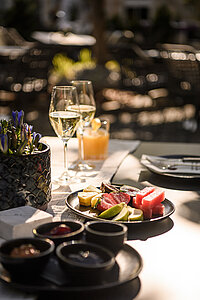 A fresh breakfast on the terrace at the Adults Only Hotel Winzer