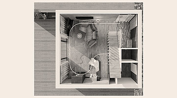 Floor plan of the private spa villa, ground floor
